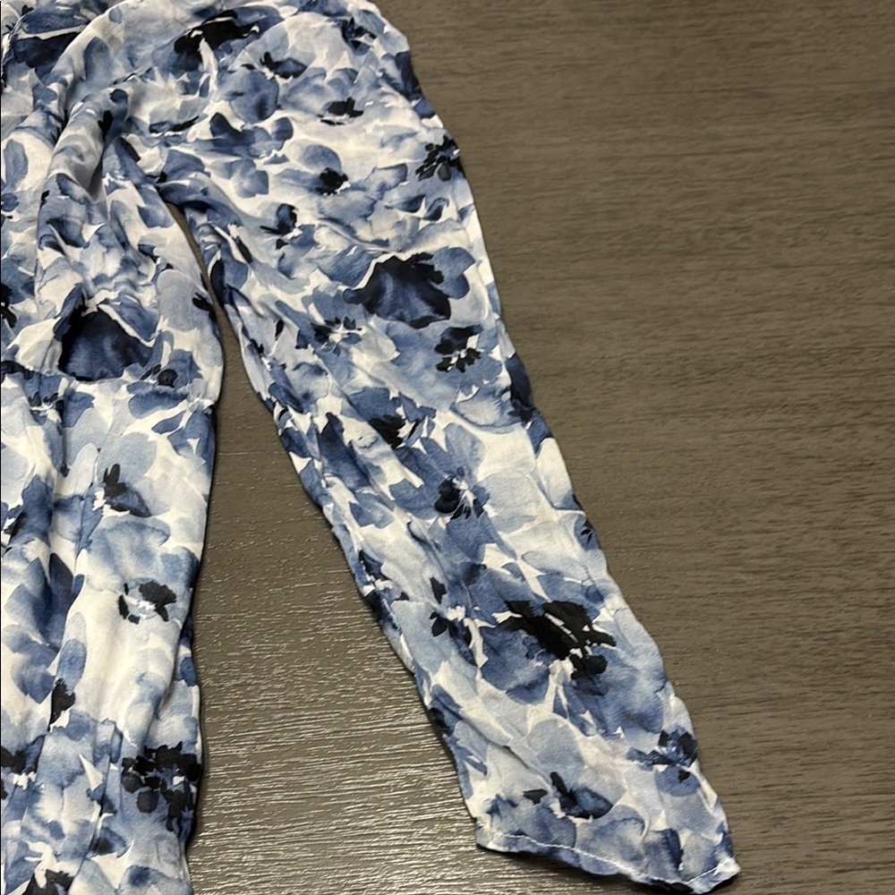 Bella Dahl Blue Watercolor Floral Midi Dress | Flowy Romantic | Size M - Picture 6 of 12